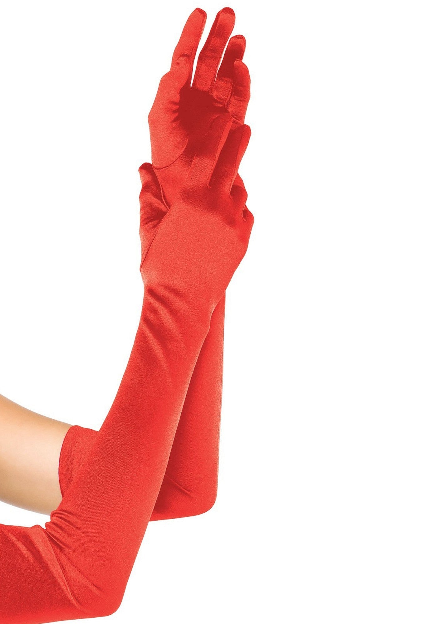Gants sexy extra longs en satin rouge