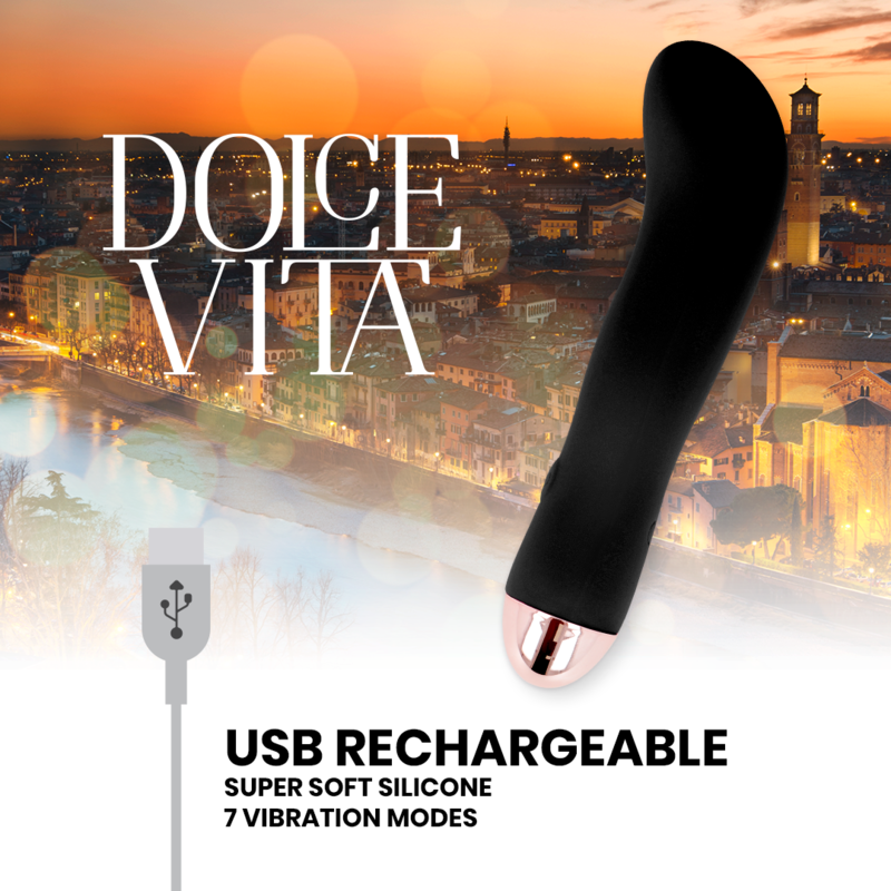 Vibromasseur rechargeable dolce vita duo noir 7 vitesses