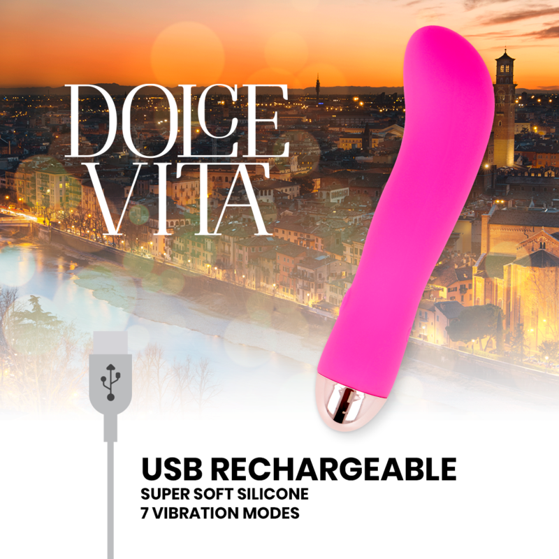 Vibratore ricaricabile dolce vita rosa a 7 velocità