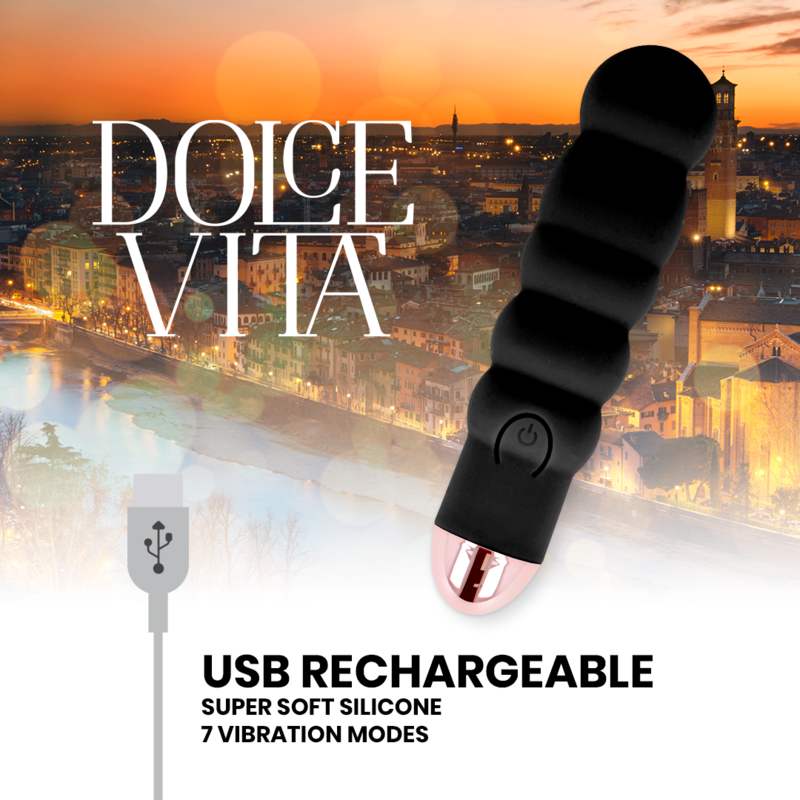 Vibratore ricaricabile dolce vita sei nero 7 velocità