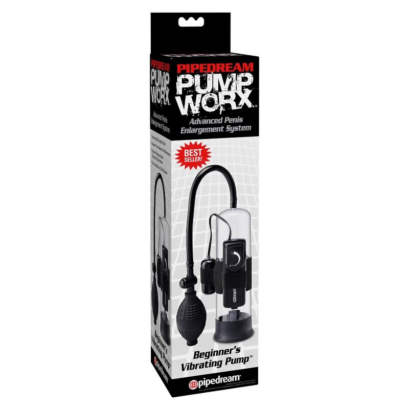 Pompa per il pene Pump worx beginners vibrating Pump Worx Pipedream nera/trasparente
