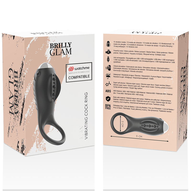 Anello Vibrante Brilly Glam Alan compatibile con Wacthme Nero