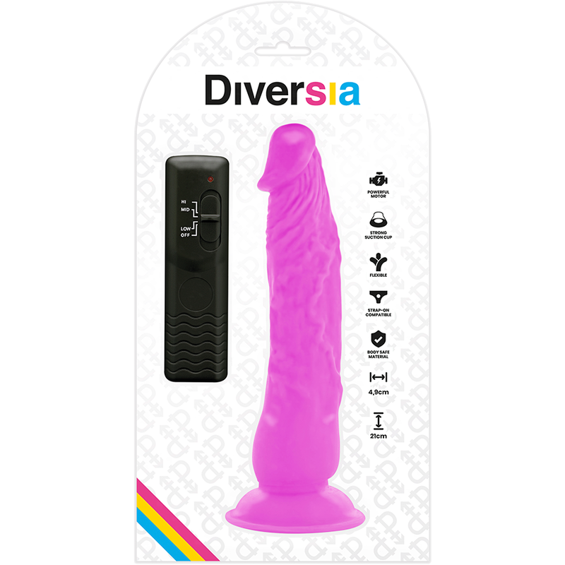 Diversia dildo vibrante flessibile 21 cm - viola
