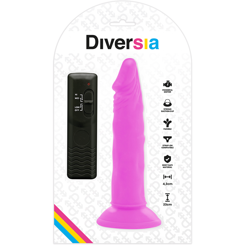 Diversia dildo vibrante flessibile 23 cm - viola