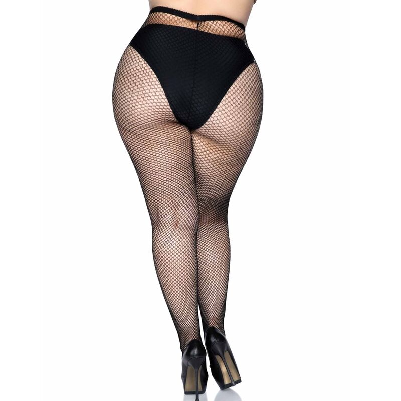 Leg avenue medias en red - negro talla grande
