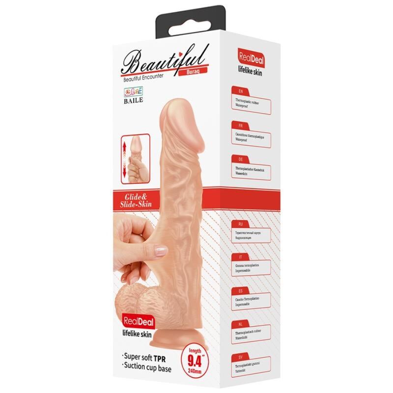Bellissimo incontro buraq dildo realistico e flessibile 24 cm - carne