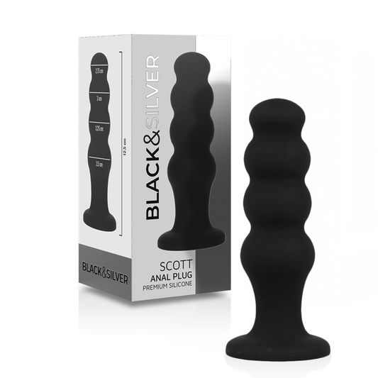 NEGRO Y PLATA - PLUG ANAL DE SILICONA PREMIUM BLACK SCOTT