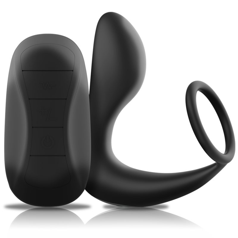 MASAJEADOR ANAL RECARGABLE CON CONTROL REMOTO EN SILICONA NEGRA