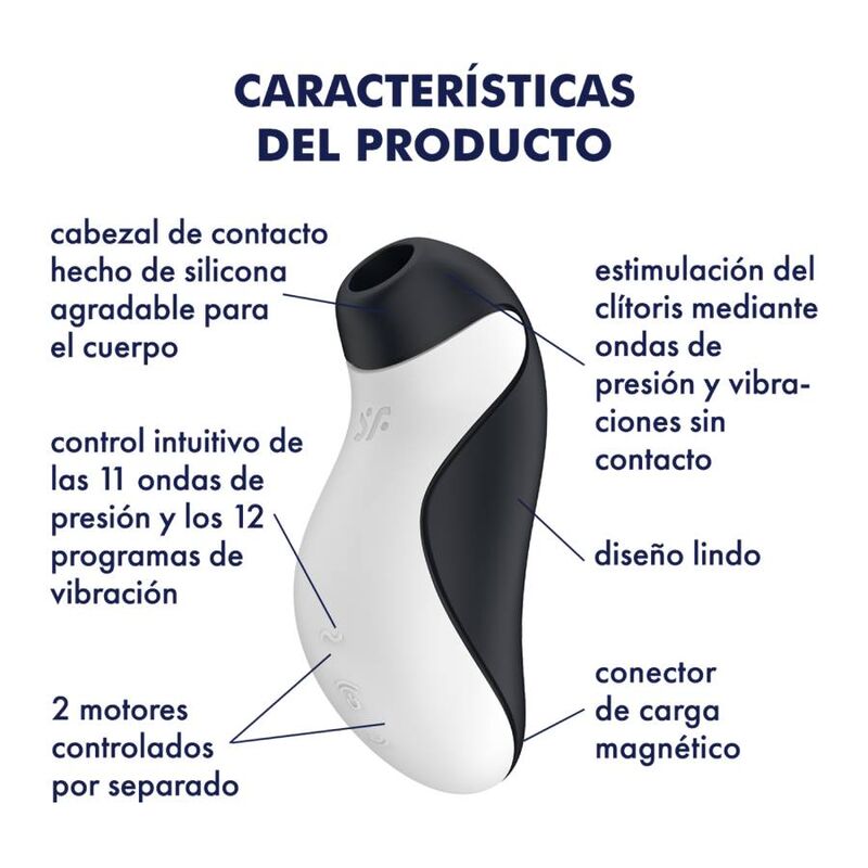 Succhia clitoride con vibrazione Satisfyer Orca bianco/nero