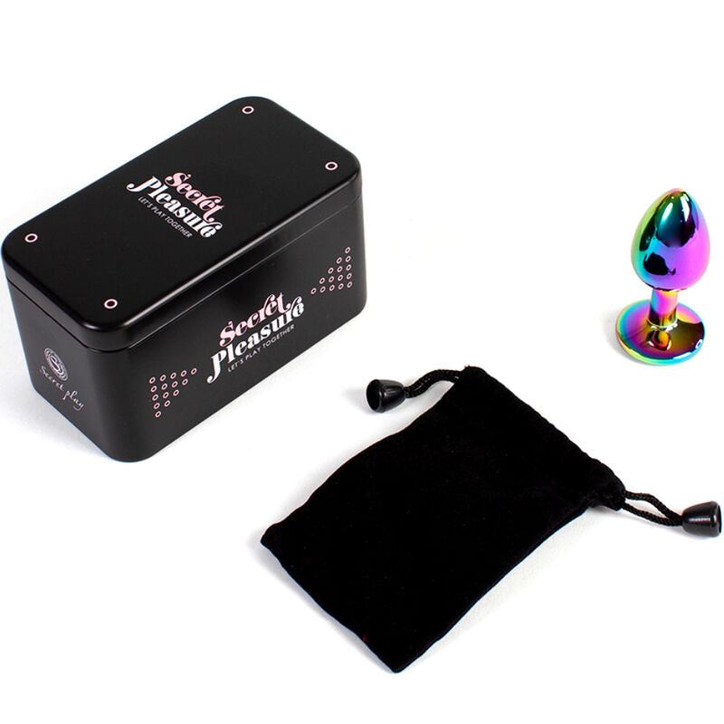 Secret play - butt plug in metallo rainbow misura piccola 7 cm