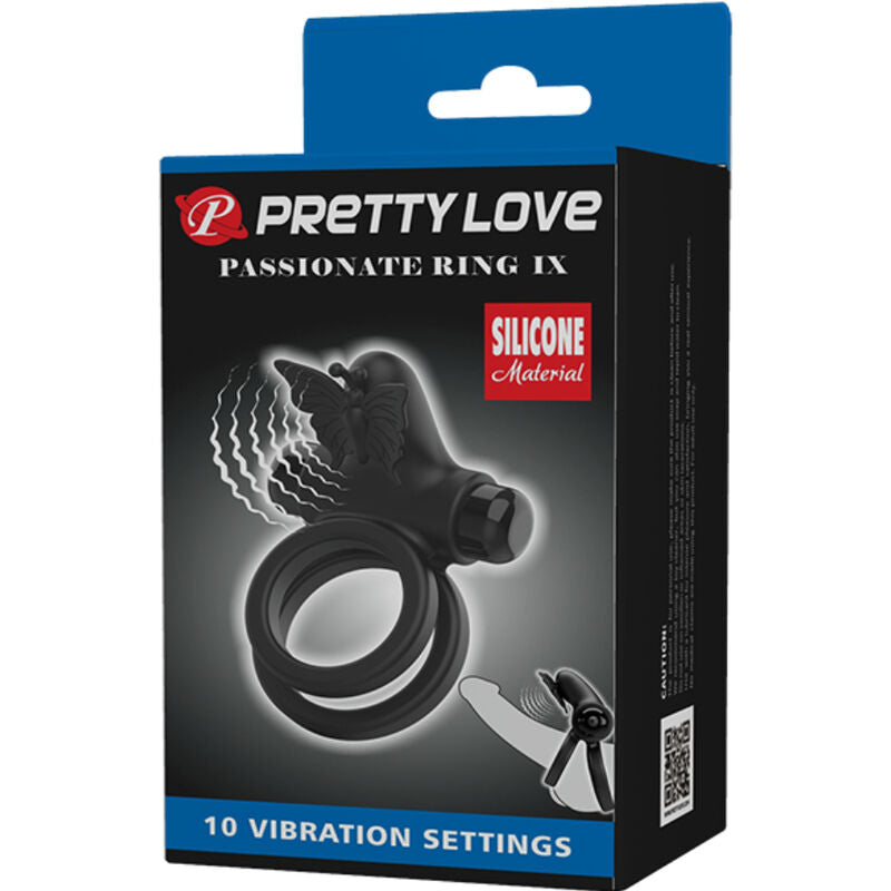 Pretty love - vibratore a doppio anello con stimolatore nero