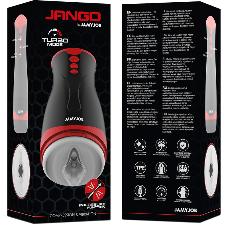 Masturbateur Homme Jamyjob Jango Noir/Rouge
