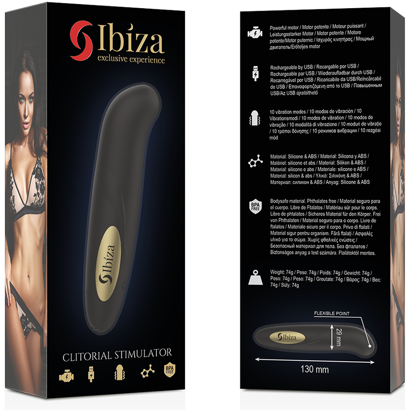 Ibiza - stimolatore clitoride caricatore usb 10 modalit vibrazione dorato 13 x 2,9