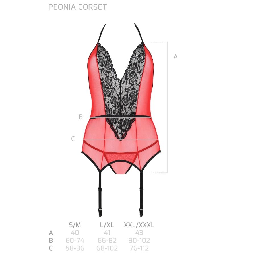 Passion - peonia corset erotic line rojo s/m