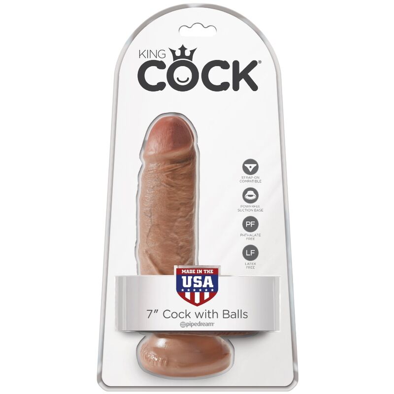 King cock - pene realistico con sfere 13,2 cm caramel