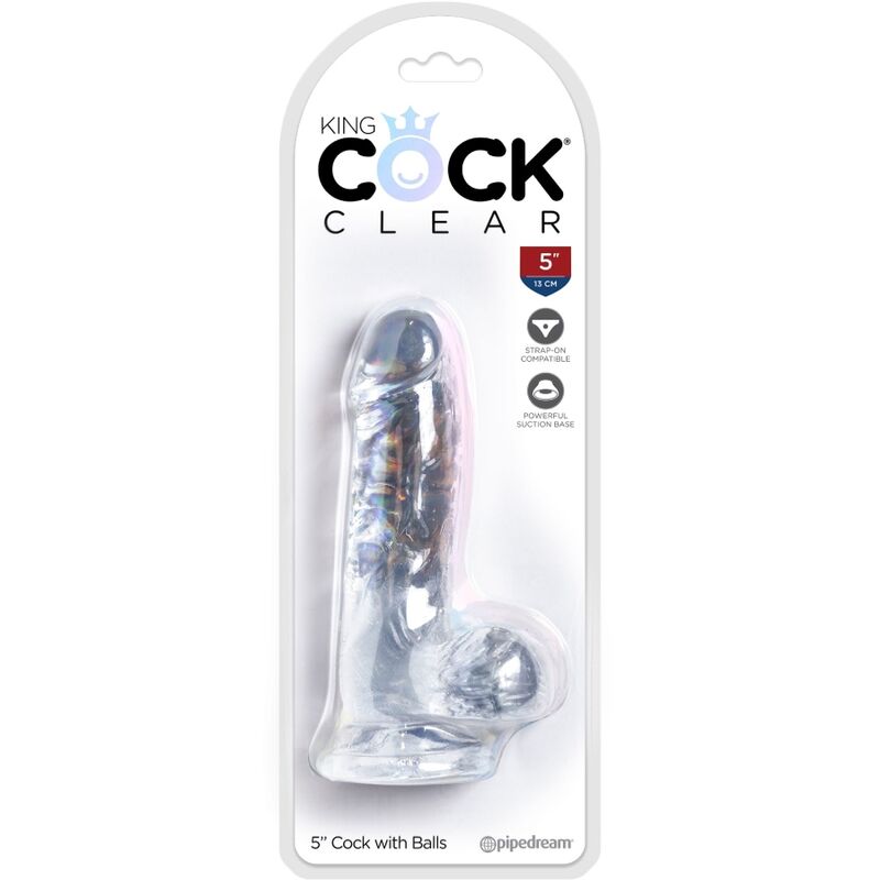 King cock clear - pene realistico con sfere 10,1 cm trasparente