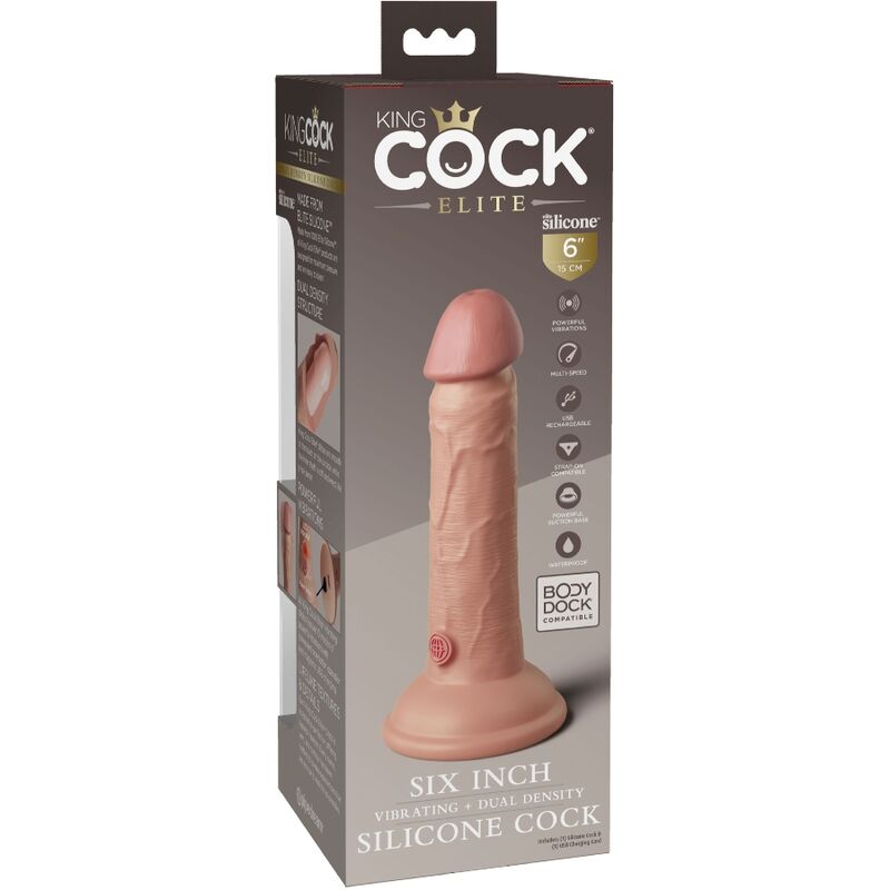 King cock elite - dildo vibrante realistico e silicone 15.2 cm