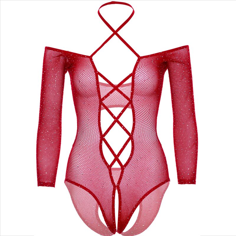 Leg Avenue - body sans entrejambe avec rouge brillant