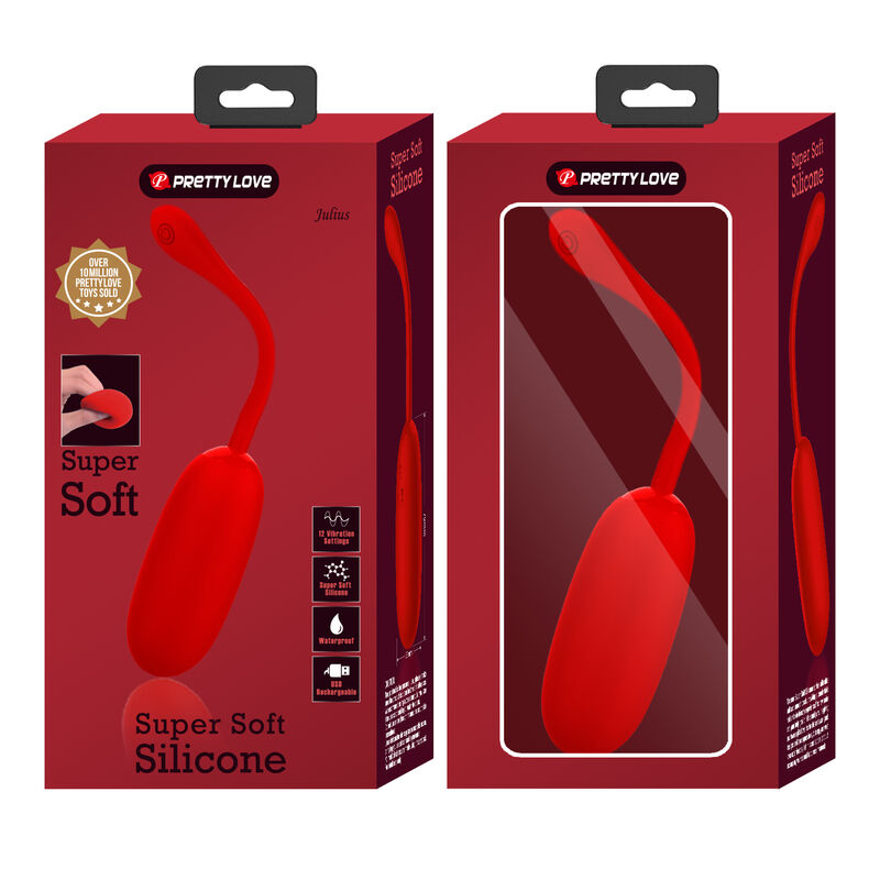Pretty love - uovo vibrante julius impermeabile-ricaricabile rosso