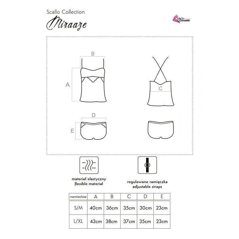 Livco corsetti fashion - miraaze lc 90567 camicia + pantaloncino nero l/xl