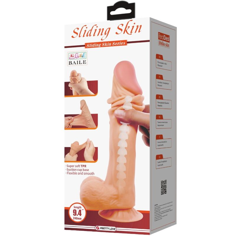 Pretty love - dildo realistico sliding skin series con ventosa scorrevole della pelle 24 cm