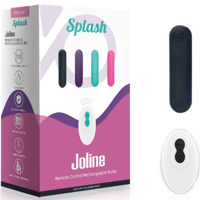 Armony - splash joline vibratore bullet in silicone telecomando 10 vibrazioni 65 x 15 cm nero