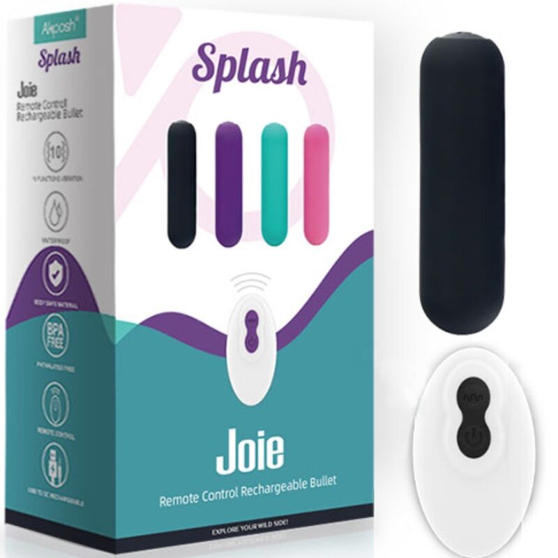 Armony - splash joie vibratore bullet in silicone telecomando 10 vibrazioni 75 x 19 cm nero