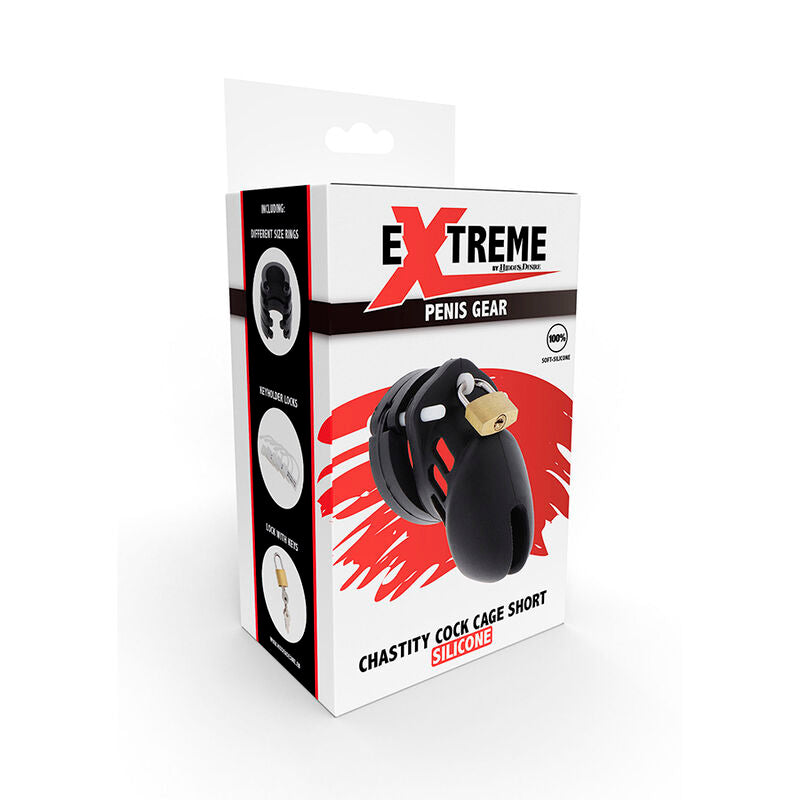 HIDDEN DESIRE - CAGE PÉNIS EXTRÊME EN SILICONE TAILLE S NOIR
