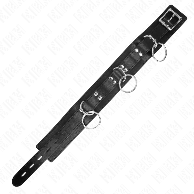 Kink - collier esclavage 3 anneaux avec lanière 80 cm 53 x 5 cm