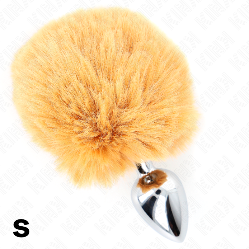 Kink - spina in acciaio inossidabile 7 x 3 cm con coda di coniglio in ecopelliccia beige 8 cm