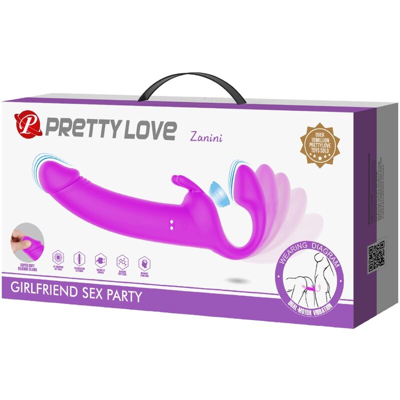 Pretty Love - gode ceinture sans bretelles zanini 10 vibrations violet