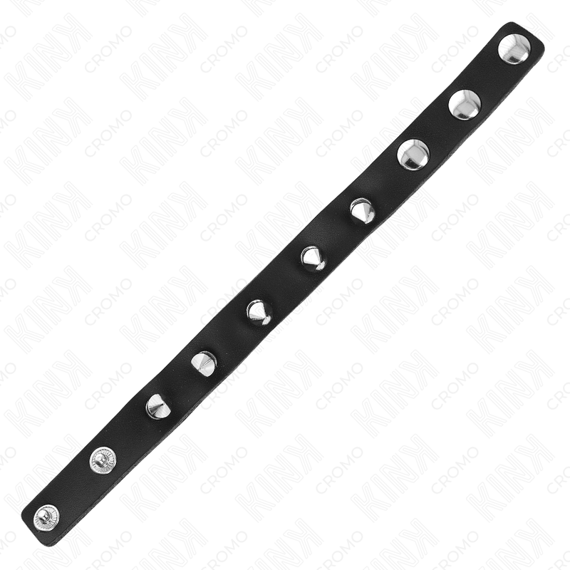 Kink - anello per pene in pelle con chiusura a pressione fodera rossa 21 x 1,5 cm