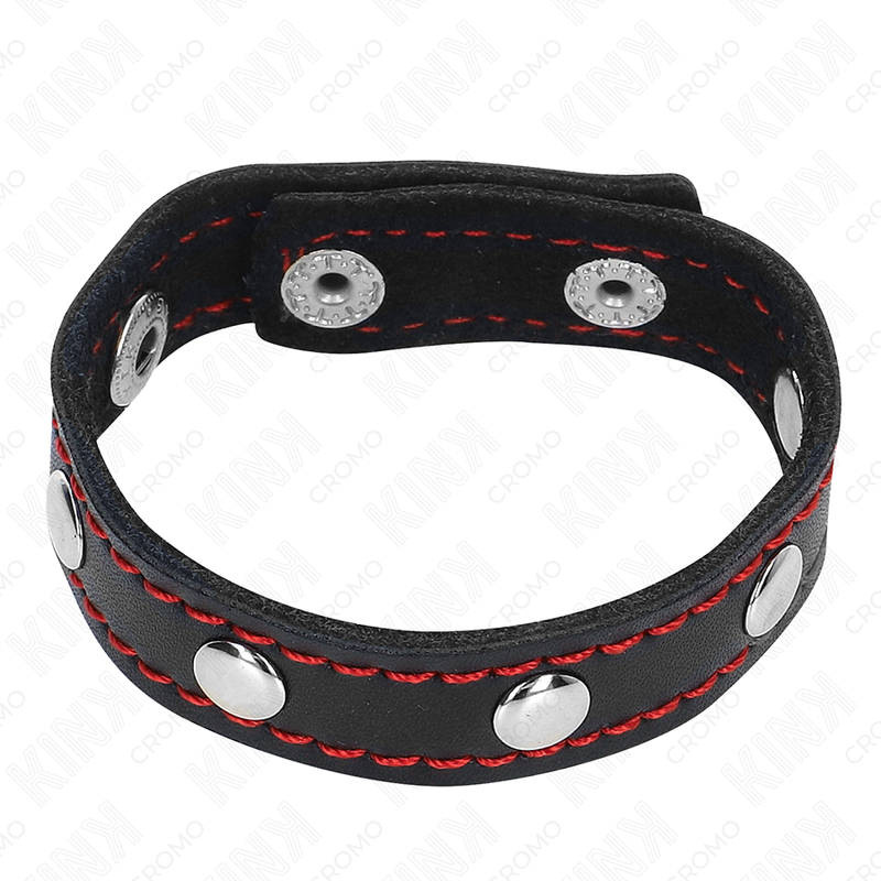 Kink - anello per pene in pelle con punte 21,5 x 1,6 cm