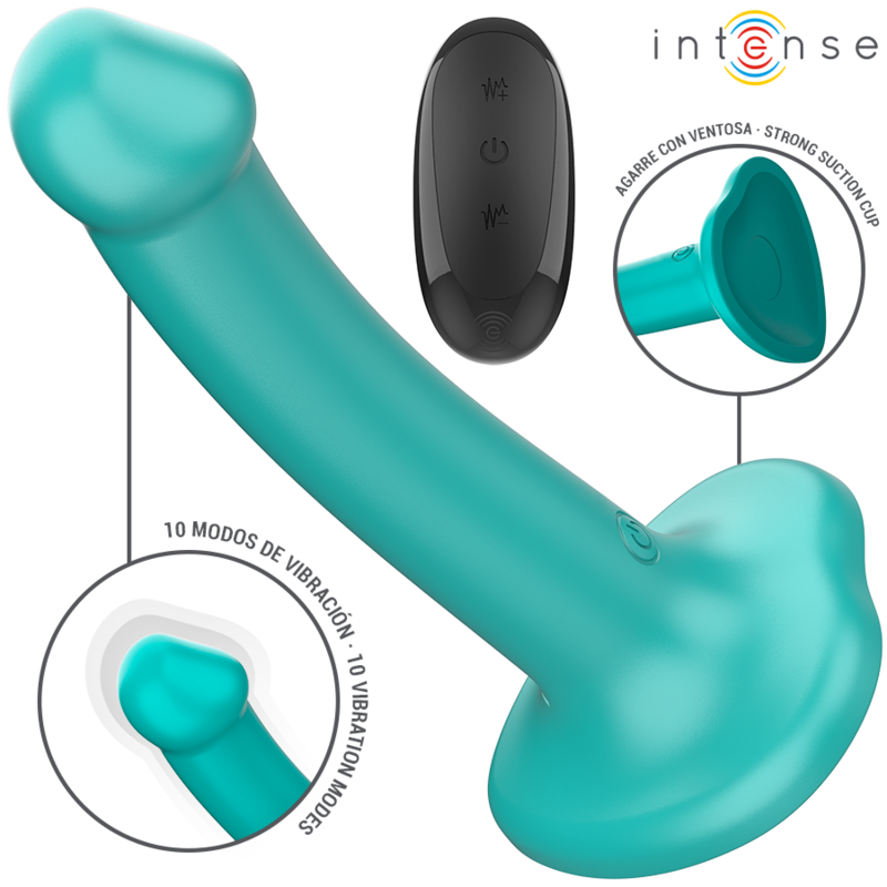 INTENSE - KATIE VIBRADOR CON VENTOSA 10 VIBRACIONES CONTROL REMOTO AZUL