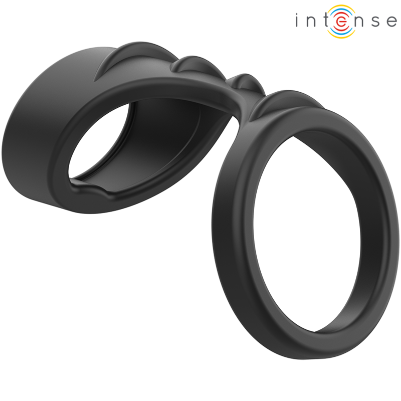 ANILLO DOBLE DE SILICONA PARA EL PENE THEO NEGRO MODELO 3