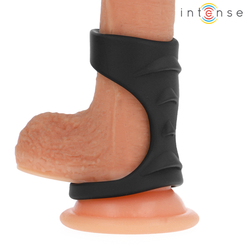 ANILLO DOBLE DE SILICONA PARA EL PENE THEO NEGRO MODELO 3