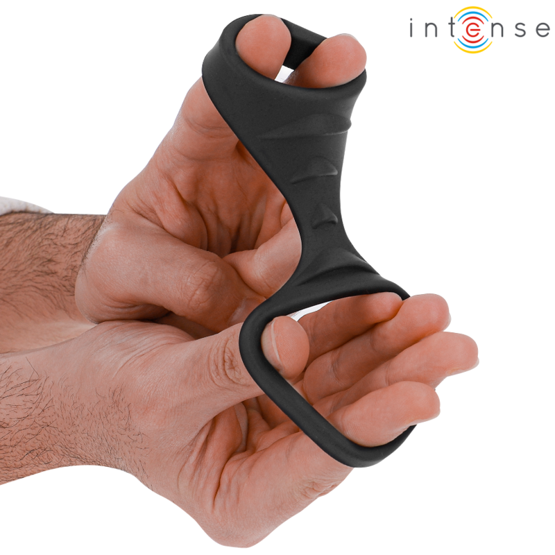 ANILLO DOBLE DE SILICONA PARA EL PENE THEO NEGRO MODELO 3