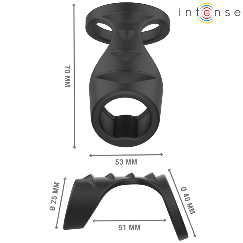 ANILLO DOBLE DE SILICONA PARA EL PENE THEO NEGRO MODELO 3