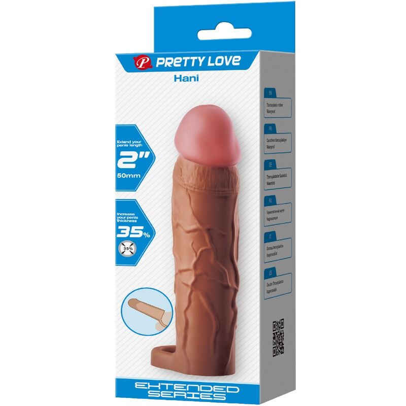 Pretty love - guaina per pene hani con estensione 5 cm mulatto