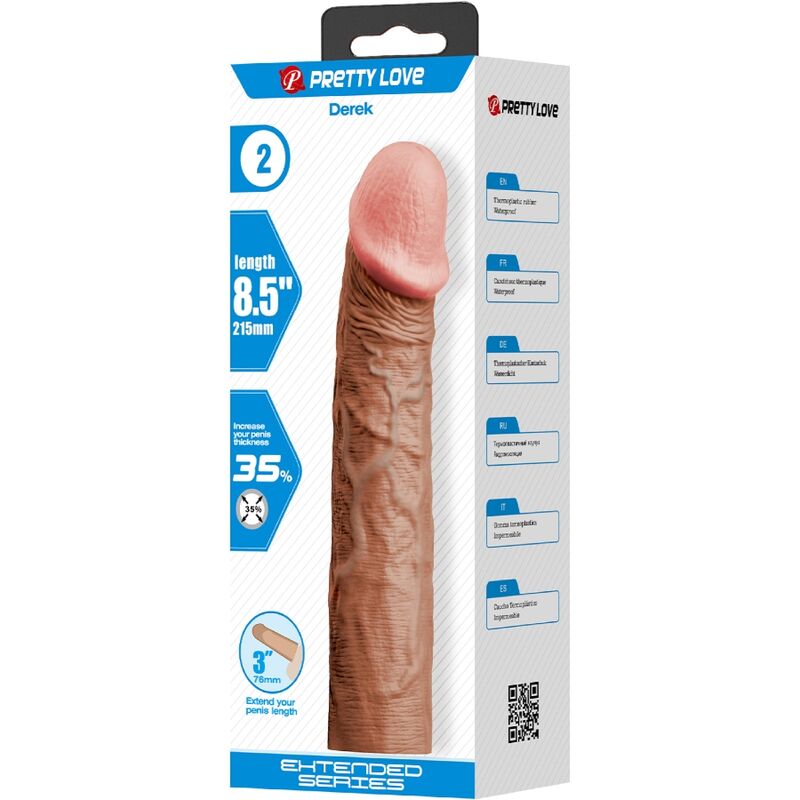 Pretty love - DEREK gaine pénienne avec extension 7,6 cm mulâtre