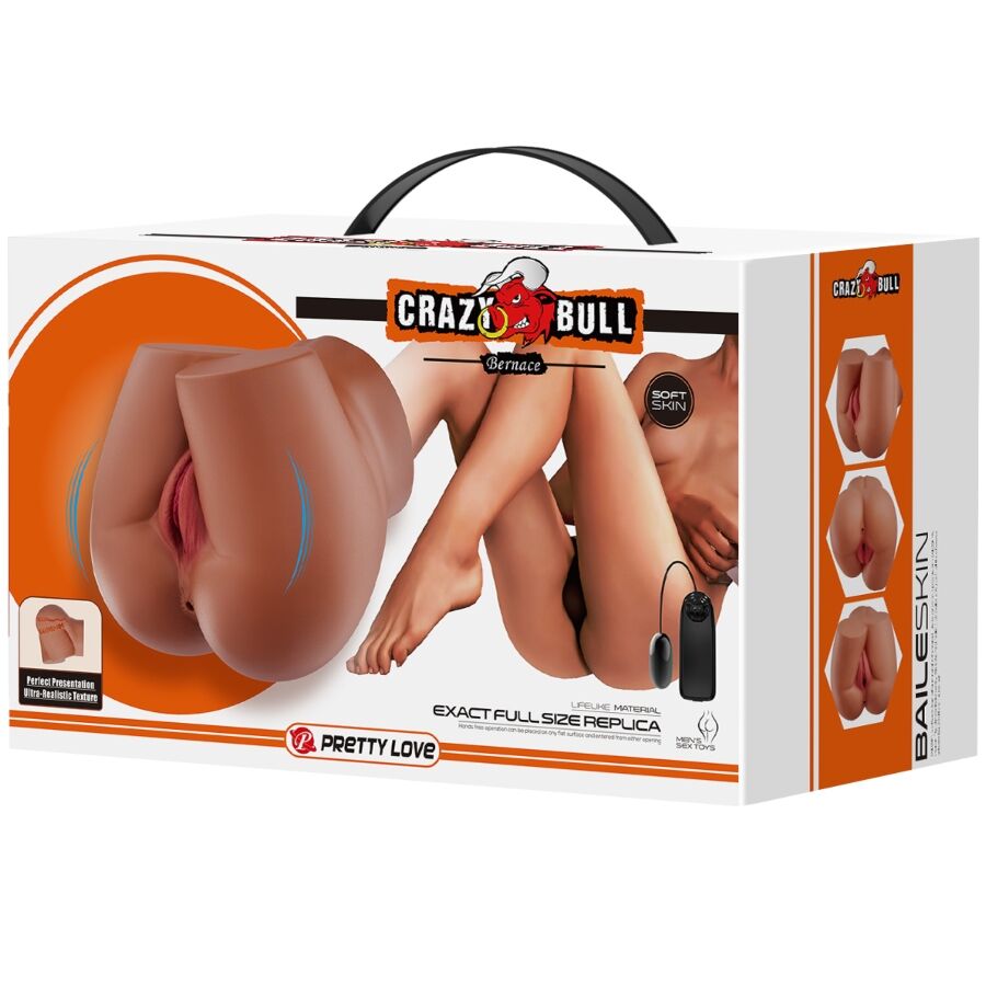 Crazy bull - bernace ass vibratore con vagina realistica e ano carne telecomando