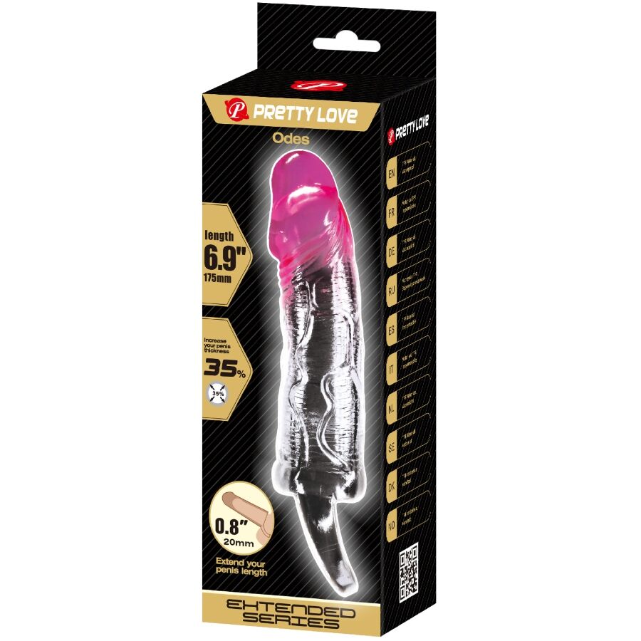 Pretty love - odes realistico 2 cm guaina di allargamento per pene rosa