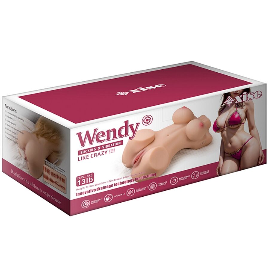 Xise - wendy succhia torso femminile con vibrazione e telecomando 6 kg
