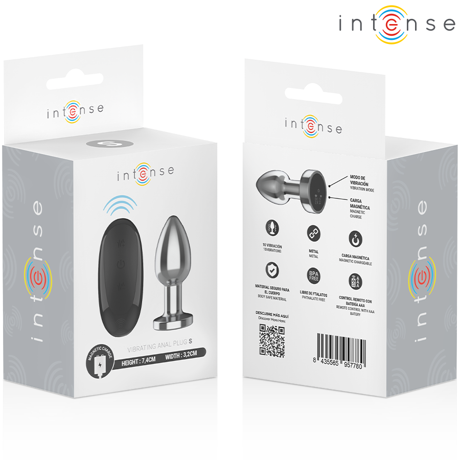 Intense - plug anale 10 vibrazioni metallo con telecomando s