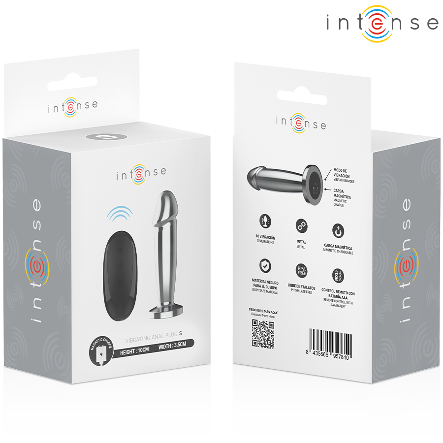 Intense - anal plug 10 vibrazioni dildo metallo con telecomando s