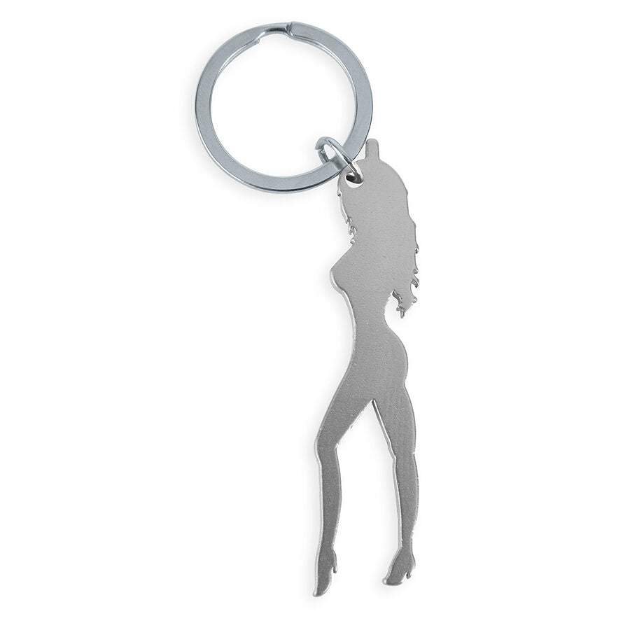 Diablo picante - porte-clés silhouette femme argentée avec décapsuleur
