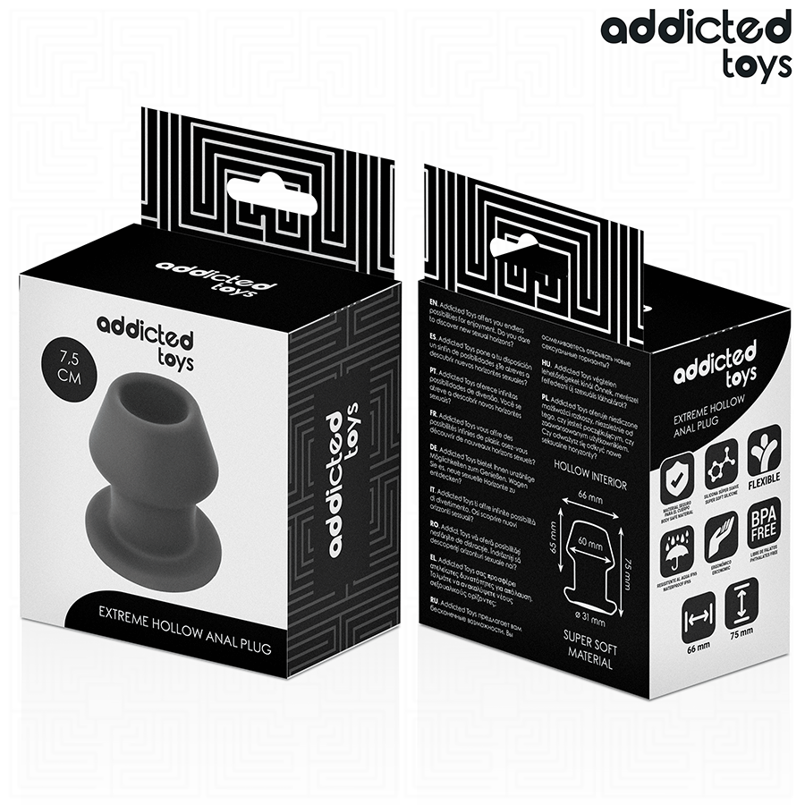 Addicted toys - extreme hollow anal plug taglia s 7,5 cm