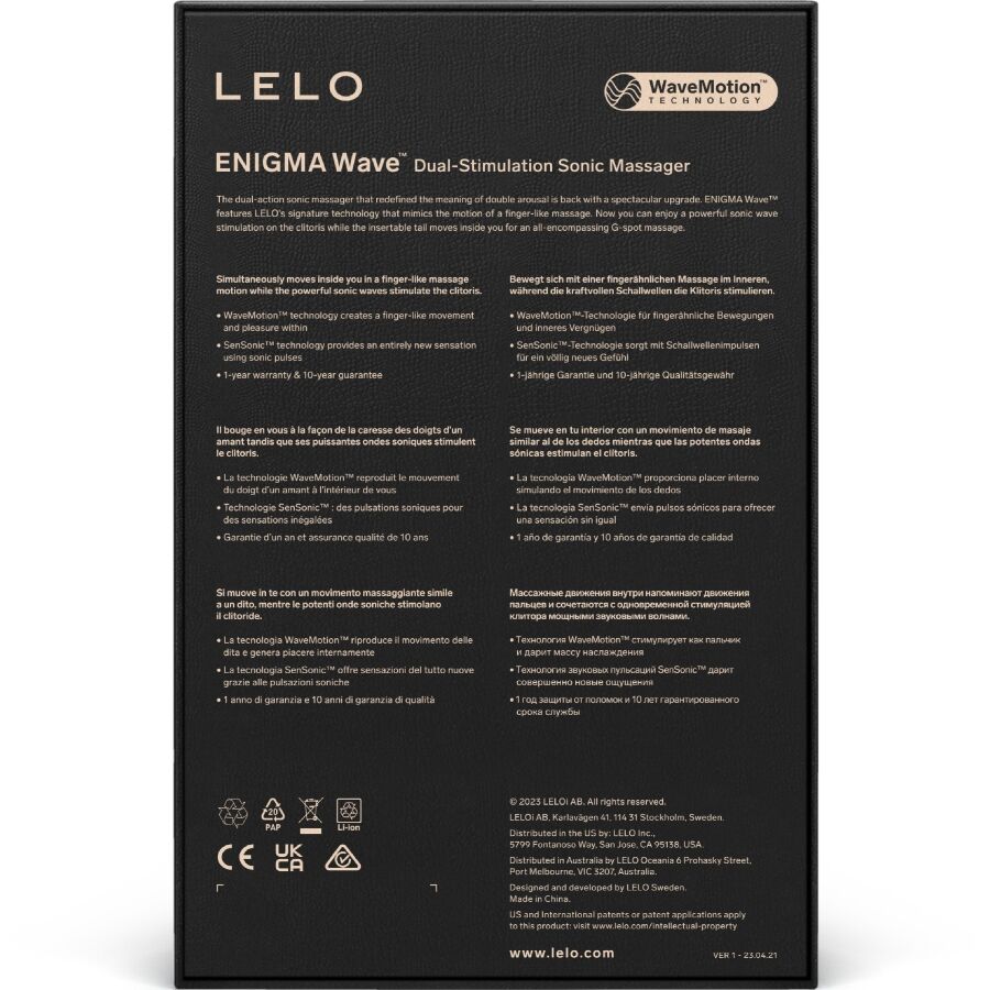 Lelo - enigma wave massaggiatore a tripla vibrazione nero