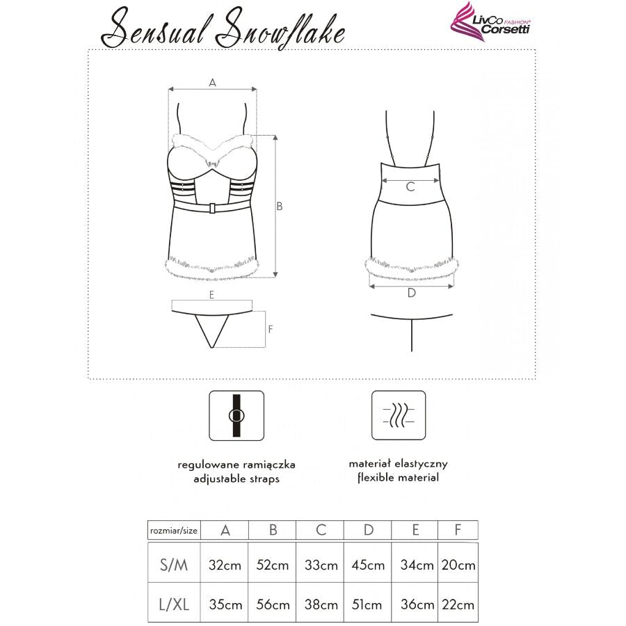 Livco corsetti fashion - sensual snowflake lc 90603 christmas chemise + perizoma + fascia per capelli l/xl
