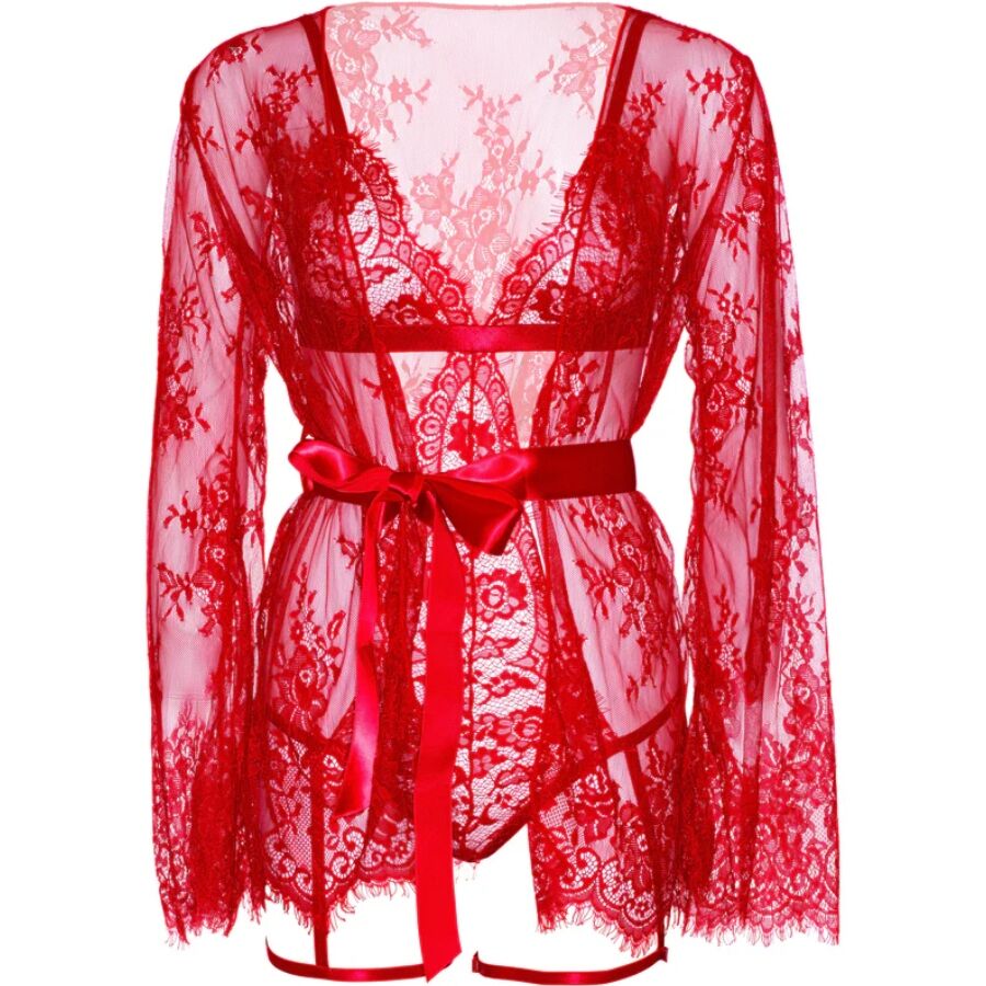 Leg avenue - 86123 set vestaglia teddy + giarrettiera rosso taglia m